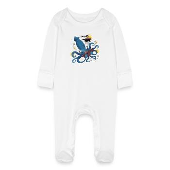 Blue Ink Spirits - Kraken Abyssal Giant Squid - Baby Organic Sleepsuit with Scratch Mitts - white - Front