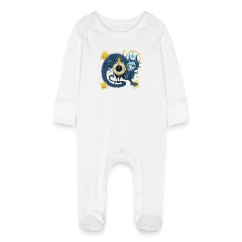 Blue Ink Spirits - Chinesischer Dämonenwächter der Zeit - Baby Bio-Schlafanzug mit Kratzhandschuhen - Weiß - Vorne