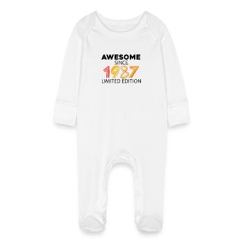 Fantastique depuis 1987 - né en 1987 - Grenouillère bio avec gants Bébé - blanc - Devant