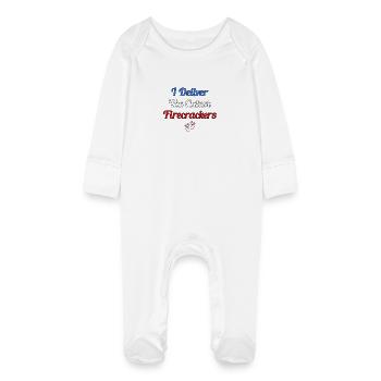 I Deliver The Cutest Firecrackers - Baby Organic Sleepsuit with Scratch Mitts - white - Front