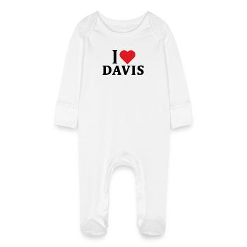T-Shirt Ich liebe Davis T-Shirt Geschenkidee - Baby Bio-Schlafanzug mit Kratzhandschuhen - Weiß - Vorne