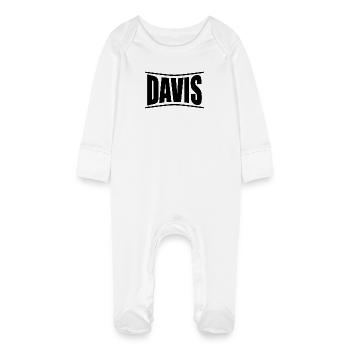 Davis T-Shirt Geschenkidee - Baby Bio-Schlafanzug mit Kratzhandschuhen - Weiß - Vorne
