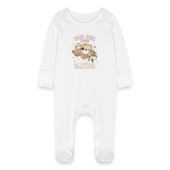 Cette fille aime les paresseux - Grenouillère bio avec gants Bébé - blanc - Devant
