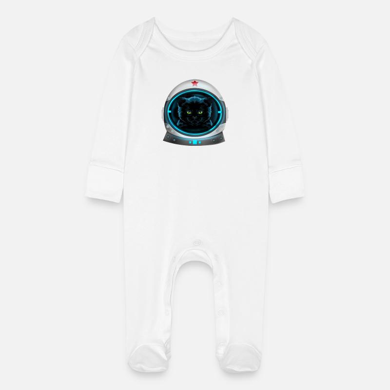 astronaute chat de l’espace en colère - Grenouillère bio avec gants Bébé - blanc