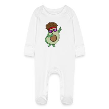 Coole Avacado Tanz - Baby Bio-Schlafanzug mit Kratzhandschuhen - Weiß - Vorne