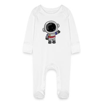Astronaut Kosmos Spaceman Weltall - Baby Bio-Schlafanzug mit Kratzhandschuhen - Weiß - Vorne