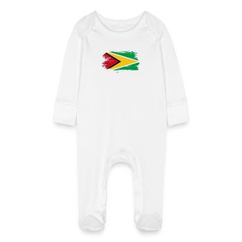 drapeau de la Guyane - Grenouillère bio avec gants Bébé - blanc - Devant
