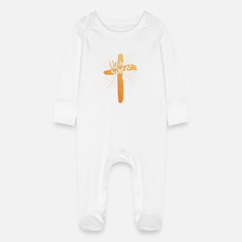 Il est ressuscité - Grenouillère bio avec gants Bébé - blanc