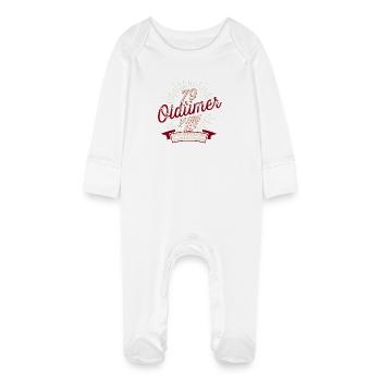 79. Geburtstag Oldtimer - Baby Bio-Schlafanzug mit Kratzhandschuhen - Weiß - Vorne