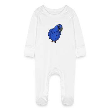 Oiseau perroquet d’ara jacinthe - Grenouillère bio avec gants Bébé - blanc - Devant