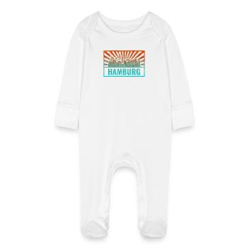 Pente de la silhouette de Hambourg - Grenouillère bio avec gants Bébé - blanc - Devant
