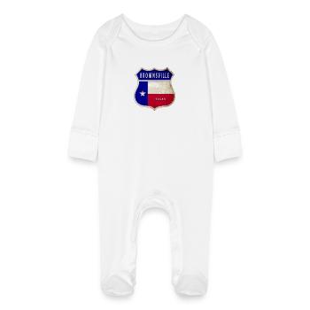 Design du drapeau texan de Brownsville - Grenouillère bio avec gants Bébé - blanc - Devant