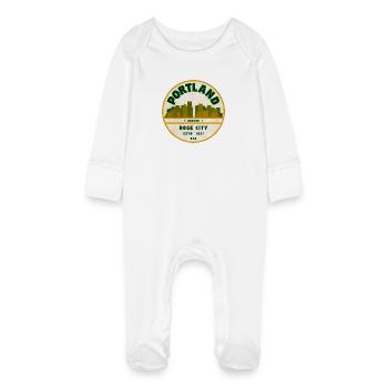 Insigne vintage de Portland Rose City - Grenouillère bio avec gants Bébé - blanc - Devant