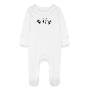 Weihnachten - Baby Bio-Schlafanzug mit Kratzhandschuhen - Weiß - Vorne
