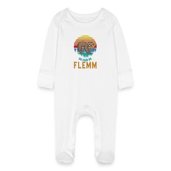 Hängendes Faultier Retro Sunset Saarland - Baby Bio-Schlafanzug mit Kratzhandschuhen - Weiß - Vorne