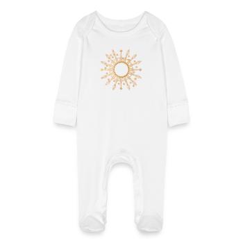 Étoile dorée radieuse comme cadre - Grenouillère bio avec gants Bébé - blanc - Devant