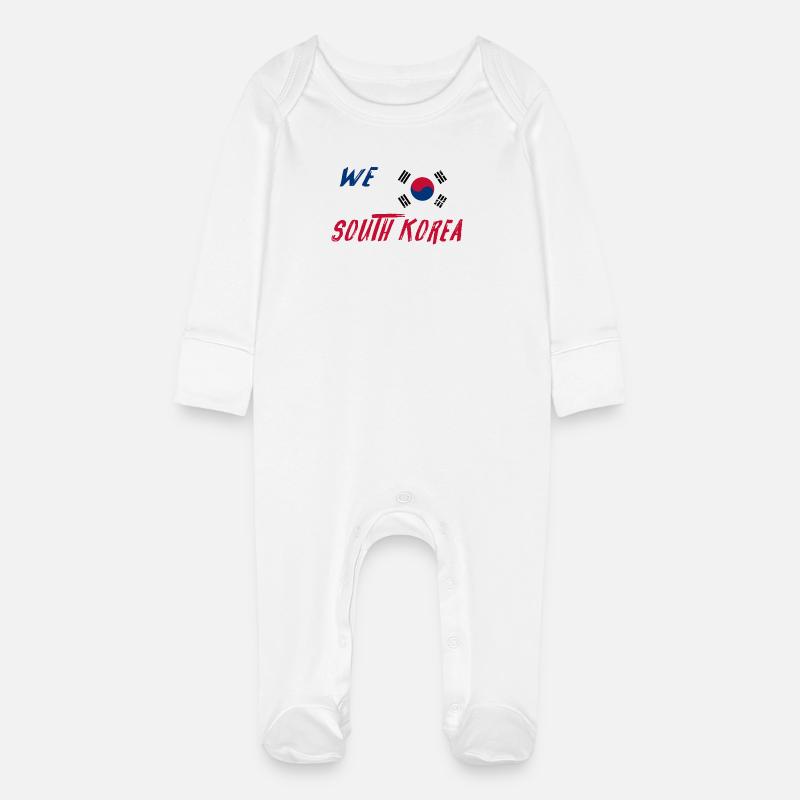 Nous sommes la Corée du Sud - Grenouillère bio avec gants Bébé - blanc