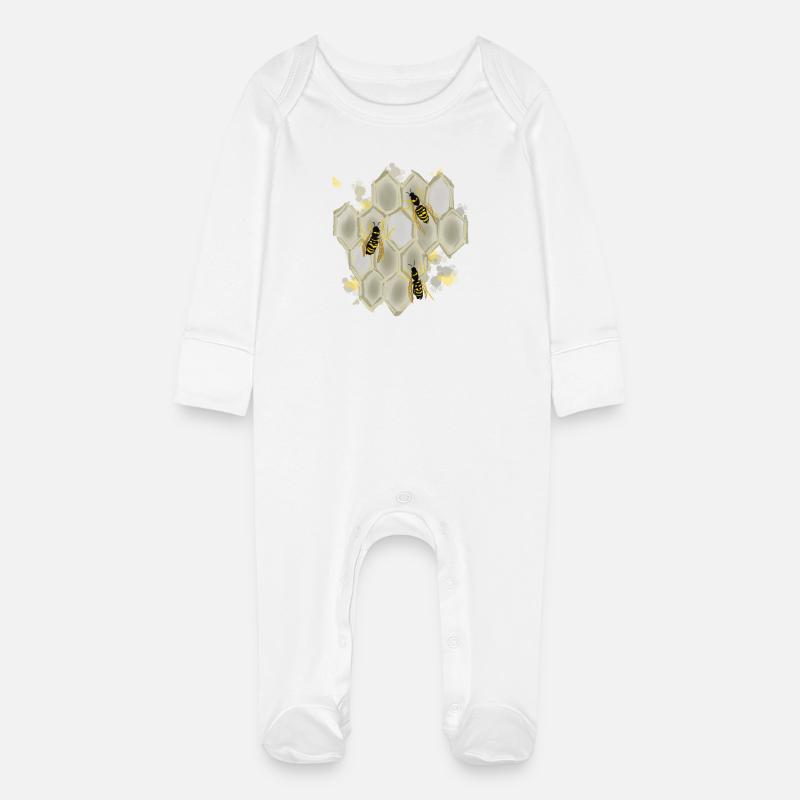 Guêpes - Grenouillère bio avec gants Bébé - blanc