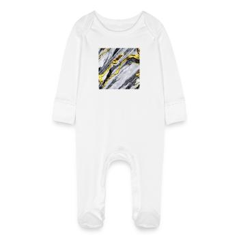 Marble gold structure - Baby Organic Sleepsuit with Scratch Mitts - white - Front