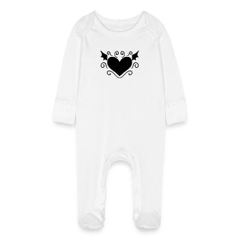 Heart Black - Baby Organic Sleepsuit with Scratch Mitts - white - Front