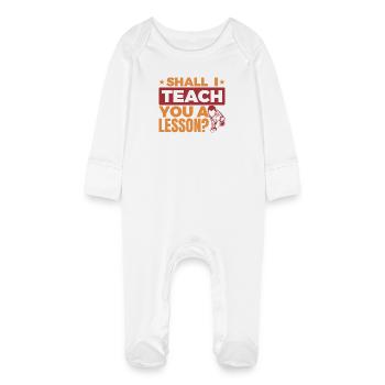 Funny billiard saying - Baby Organic Sleepsuit with Scratch Mitts - white - Front