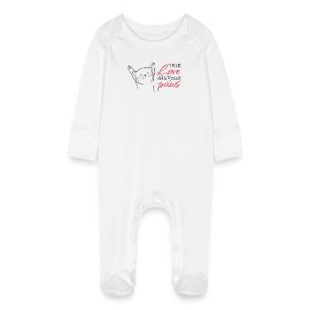 Cœur et amour pour les animaux Conception de texte - Grenouillère bio avec gants Bébé - blanc - Devant