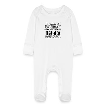 1945 - Année de construction 1945 - Né en 1945 - Grenouillère bio avec gants Bébé - blanc - Devant