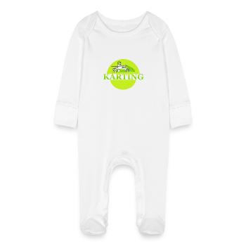 Karting - Grenouillère bio avec gants Bébé - blanc - Devant