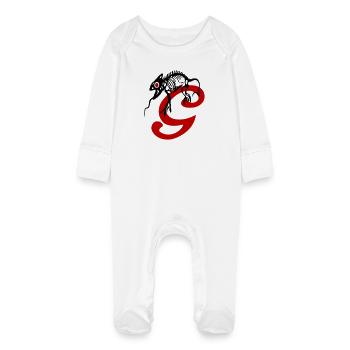 Gecko, Eidechse, Initiale - Baby Bio-Schlafanzug mit Kratzhandschuhen - Weiß - Vorne