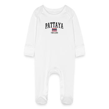 Flag Stripe Contrast Collection - Baby Organic Sleepsuit with Scratch Mitts - white - Front