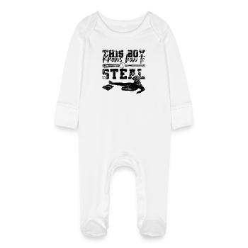 Baseball Boy - Baby Organic Sleepsuit with Scratch Mitts - white - Front