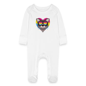 Chat pansexuel Birmanie Cadeau de cœur - Grenouillère bio avec gants Bébé - blanc - Devant