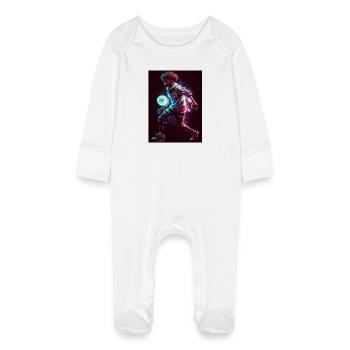 Design futuriste de super-héros pour enfants - Grenouillère bio avec gants Bébé - blanc - Devant