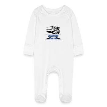 Truck driver - Baby Organic Sleepsuit with Scratch Mitts - white - Front