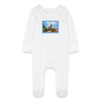 Carte postale de la Basilique de Marseille - Grenouillère bio avec gants Bébé - blanc - Devant