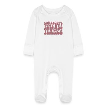 Jemandes feiner Verlobter, Bräutigam zu sein Verlobung - Baby Bio-Schlafanzug mit Kratzhandschuhen - Weiß - Vorne