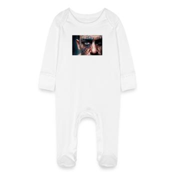 Visage d'homme inquiétant - Grenouillère bio avec gants Bébé - blanc - Devant