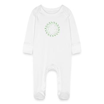 dotted shape rotated wind turbine green - Baby Organic Sleepsuit with Scratch Mitts - white - Front