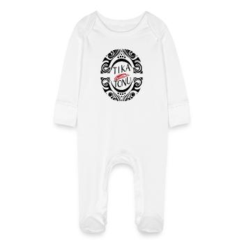 Tika Tonu Maori Design - Maori T-Shirt - Baby Organic Sleepsuit with Scratch Mitts - white - Front