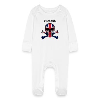 Skull Jolly Roger Pirate Flag England R6Z - Baby Organic Sleepsuit with Scratch Mitts - white - Front