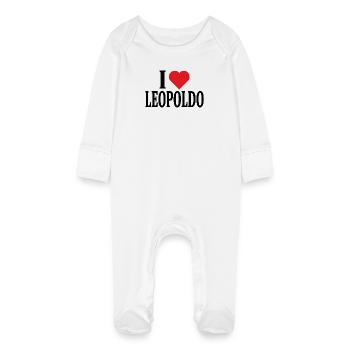 nom du t-shirt J’adore l’idée cadeau du t-shirt Leopoldo - Grenouillère bio avec gants Bébé - blanc - Devant