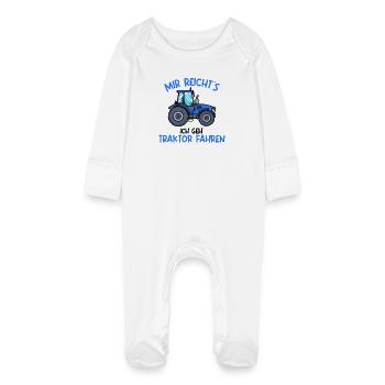 Traktor Statement Nutzfahrzeug Landleben Ackerbau - Baby Bio-Schlafanzug mit Kratzhandschuhen - Weiß - Vorne