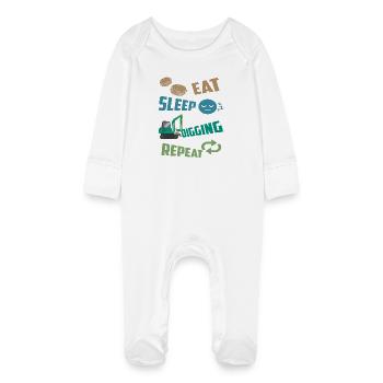 Baggerfahrer - Baby Bio-Schlafanzug mit Kratzhandschuhen - Weiß - Vorne