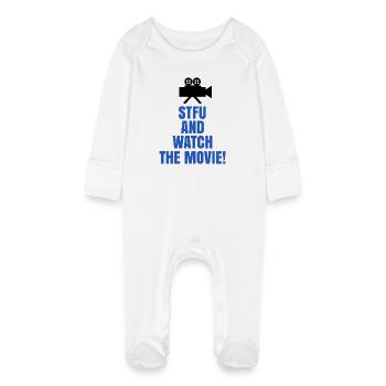 Movies Theater Streaming Statement Camera - Baby Organic Sleepsuit with Scratch Mitts - white - Front