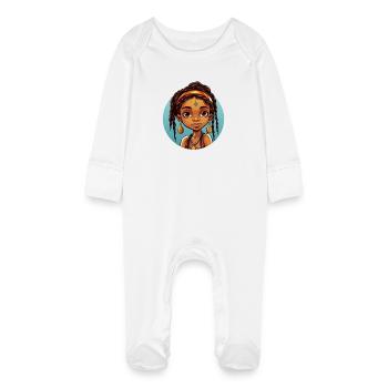 Afro Schwarz Kind Junge Mädchen Ethno Geschenkidee - Baby Bio-Schlafanzug mit Kratzhandschuhen - Weiß - Vorne