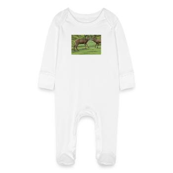Cerf deer - Grenouillère bio avec gants Bébé - blanc - Devant