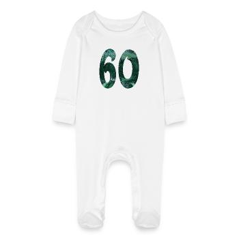 Numéro 60 - 60e anniversaire - Grenouillère bio avec gants Bébé - blanc - Devant