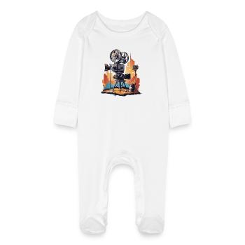 Retro Kamera - Baby Bio-Schlafanzug mit Kratzhandschuhen - Weiß - Vorne