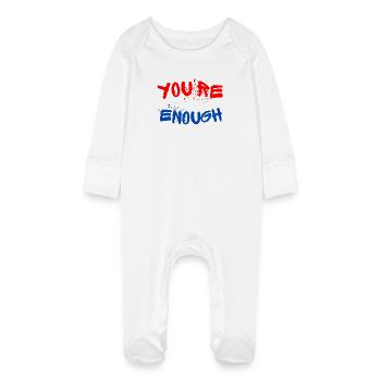 Expressive graffiti designs with splashes of paint - Baby Organic Sleepsuit with Scratch Mitts - white - Front