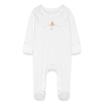 Vintage Sport Rowing Boat - Baby Organic Sleepsuit with Scratch Mitts - white - Front